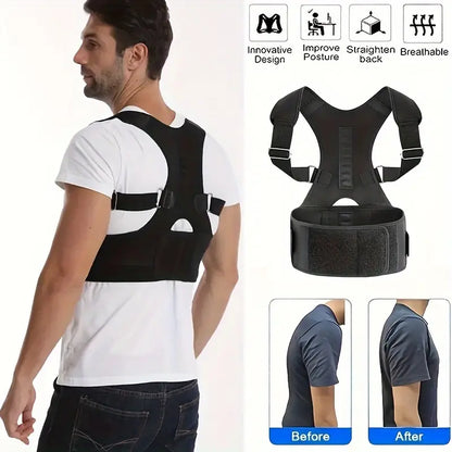 Back Support With Shoulder Straps, Posture Improvement For Men & Women