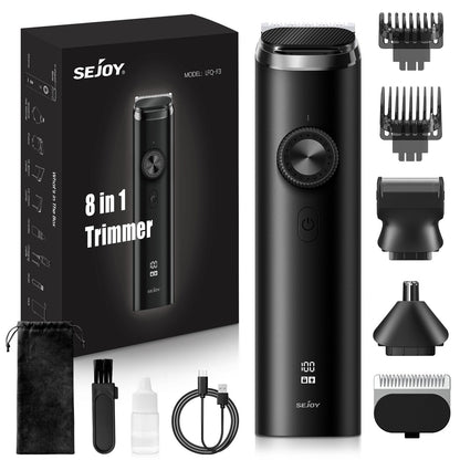 SEJOY 8IN1 Cordless Men Hair Clippers Beard Nose Trimmer Grooming Kit Waterproof