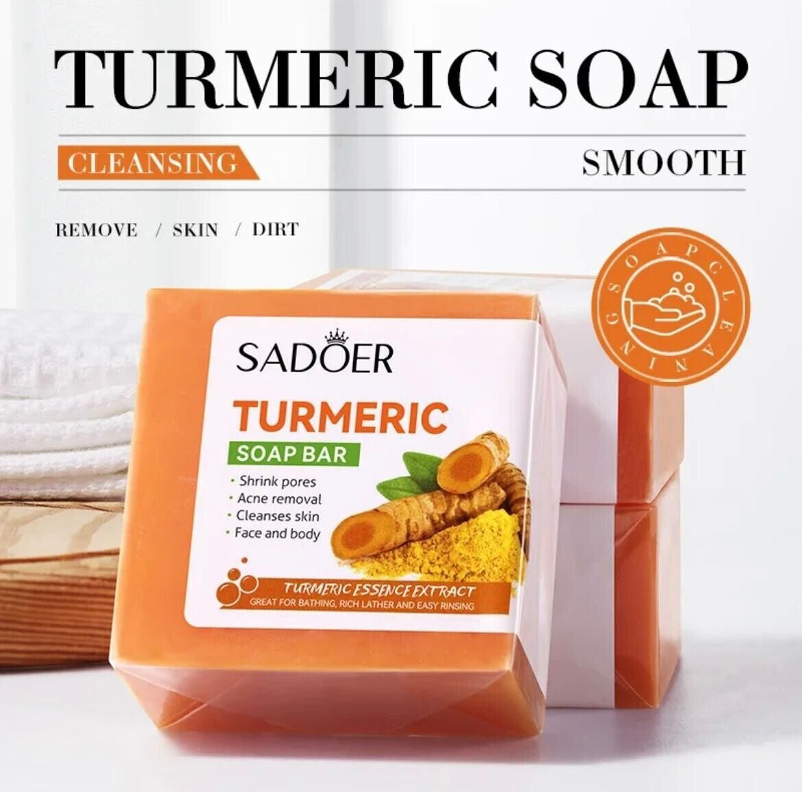 Turmeric Soap Bar Skincare Acne Removal Pore Cleaner Smooth Skin Nourishing New