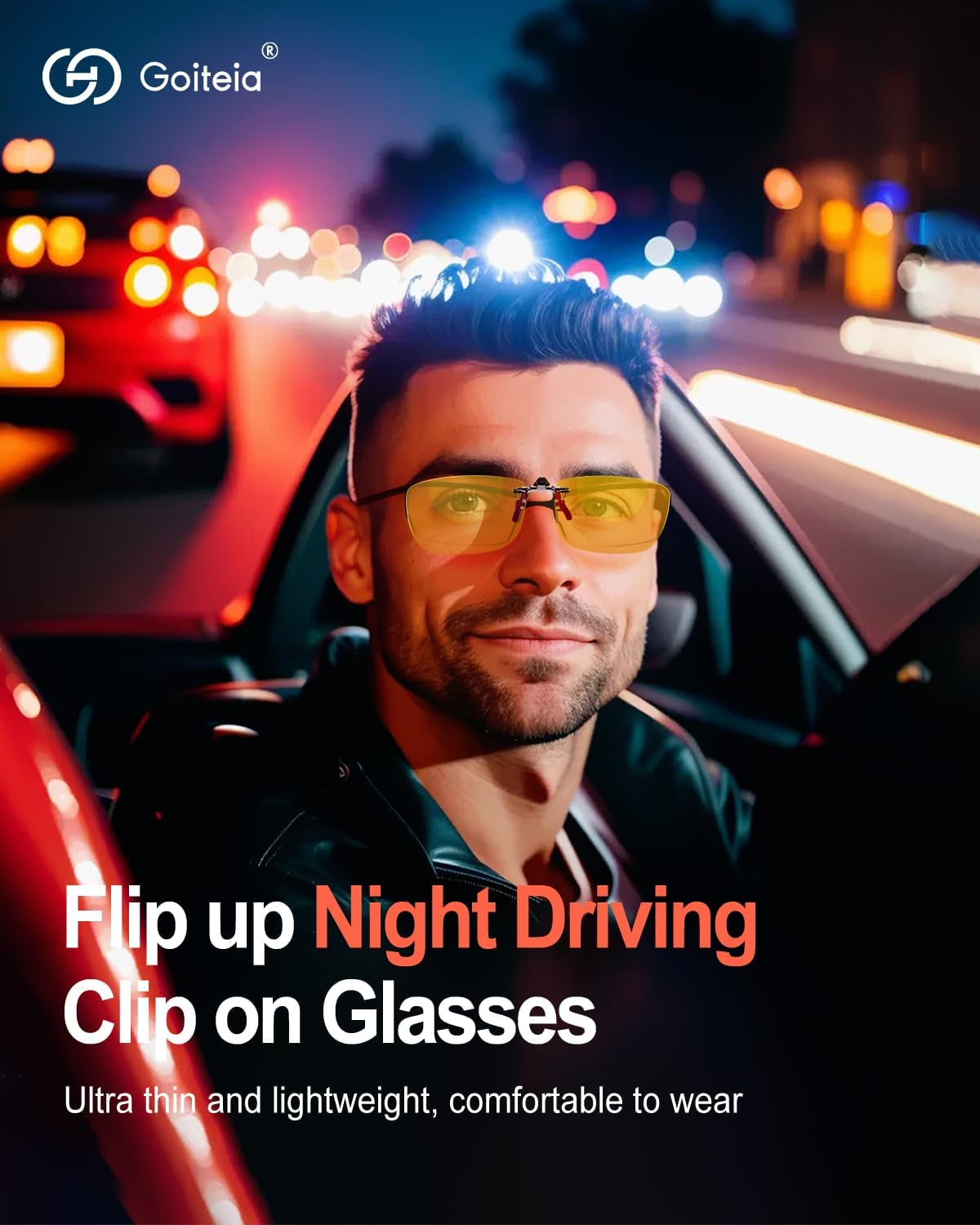 Polarised Flip up Clip on Night Driving Glasses anti Headlight Glare for Men Women,Effectively Minimize Glare from Oncoming Headlights,High Definition Vision