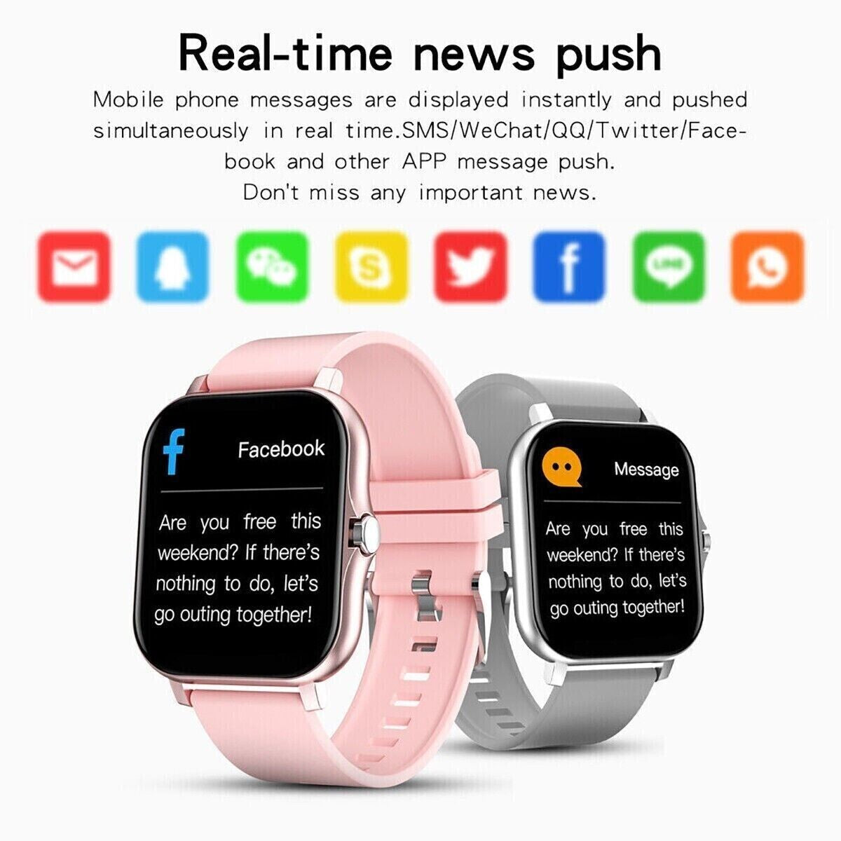 Smart Watch Men Women Fitness Tracker Blood Pressure Heart Rate Sport Watches UK