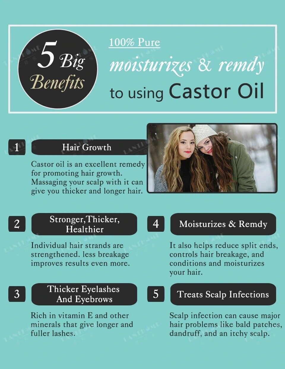 New 100% Pure Organic Castor Oil for Eyelashes Eyebrow Hair Growth Body Care Oil