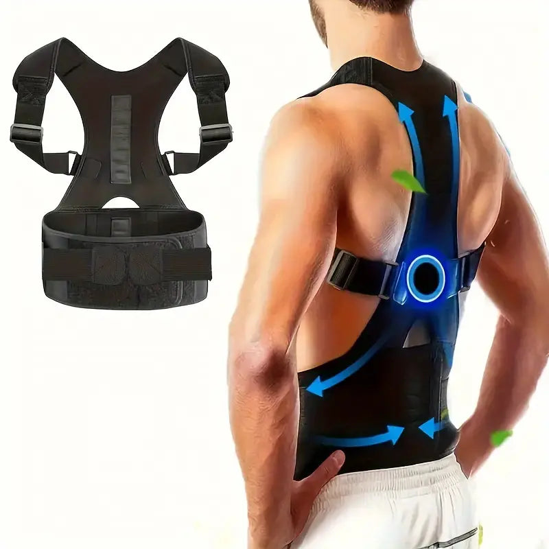 Back Support With Shoulder Straps, Posture Improvement For Men & Women