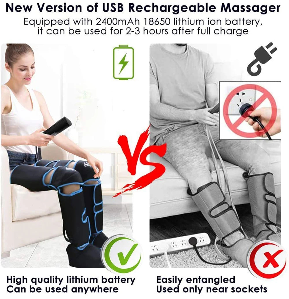 Electric Leg Muscle Relaxer 6 Modes Air Compression Recovery Boot Lymph Release Relieve Foot Fatigue Heating Leg Massager