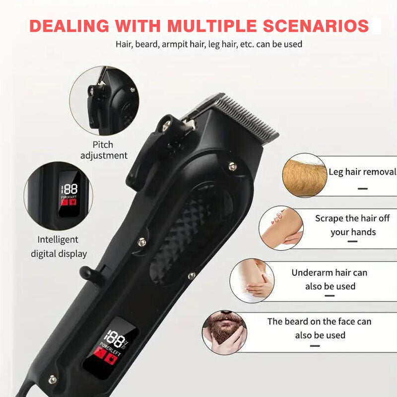 Professional Hair Clippers Trimmer Kit Cordless Men Cutting Machine Barber Salon