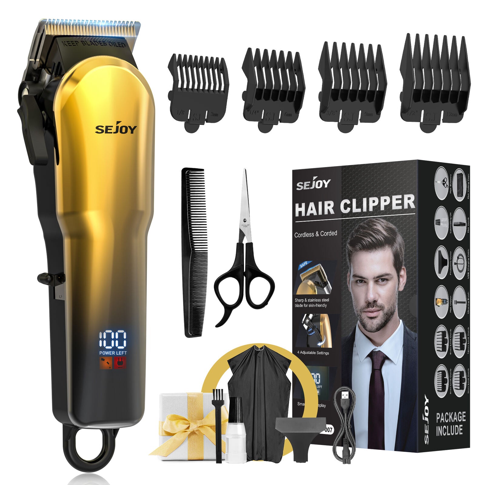 SEJOY Professional Hair Clippers Electric Trimmers Cutting Cordless Beard Shaver