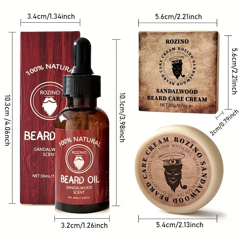 Beard Care Kit: All-Natural Ingredients for a Soft, Shiny Beard – Complete with Essential Oil & Balm Set