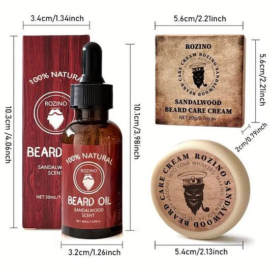 Beard Care Kit: All-Natural Ingredients for a Soft, Shiny Beard – Complete with Essential Oil & Balm Set