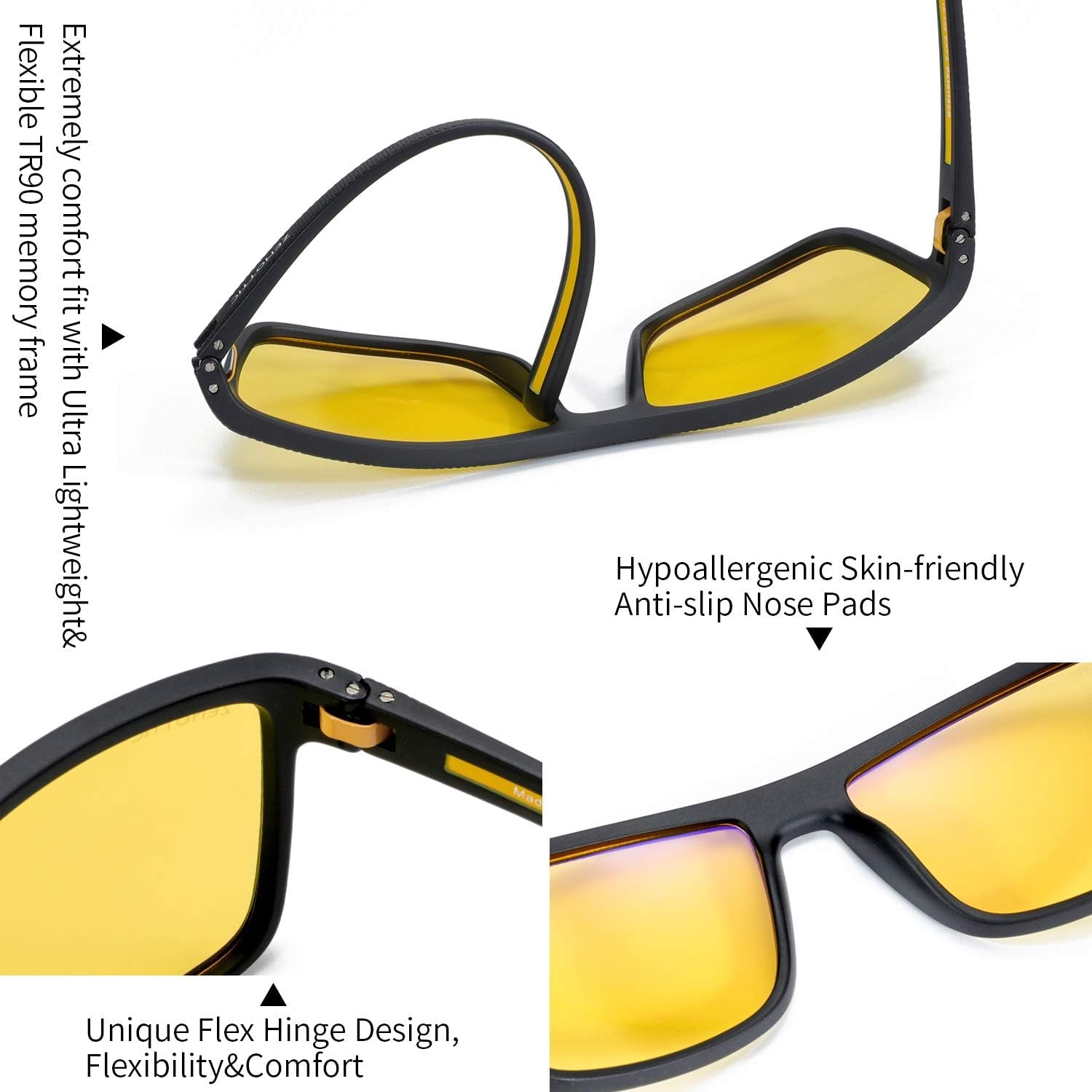 Polarised Sunglasses for Men Lightweight TR90 Frame UV400 Protection Square Sun Glasses