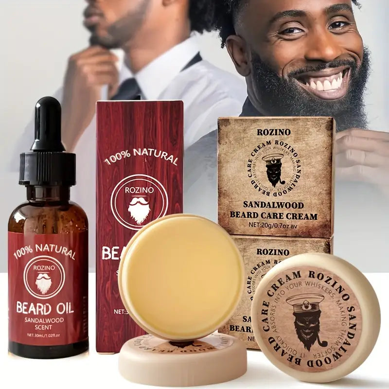 Beard Care Kit: All-Natural Ingredients for a Soft, Shiny Beard – Complete with Essential Oil & Balm Set