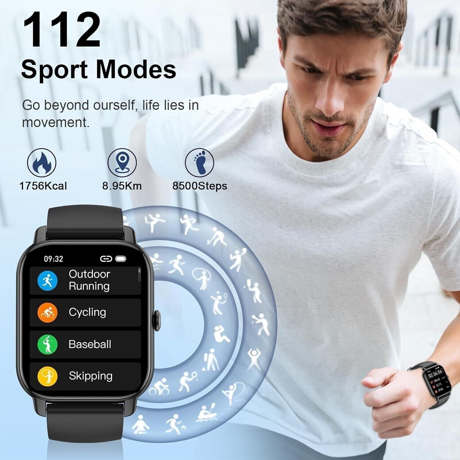 Smart Watch Men Women Fitness Tracker Blood Pressure Heart Rate Sport Watches UK