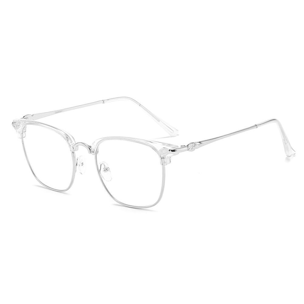 Blue Light Blocking Glasses Fashionable Half-Rim Metal Frame Flat Glasses Lot B9