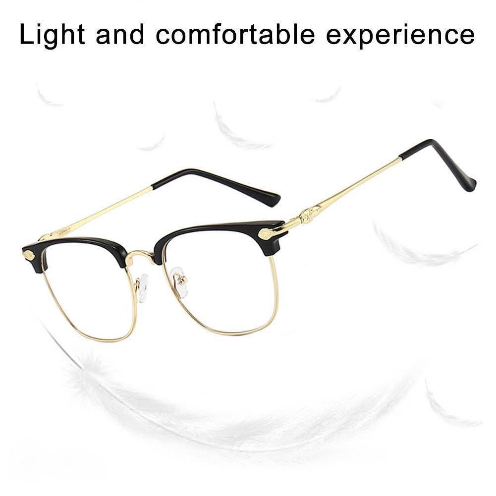 Blue Light Blocking Glasses Fashionable Half-Rim Metal Frame Flat Glasses Lot B9